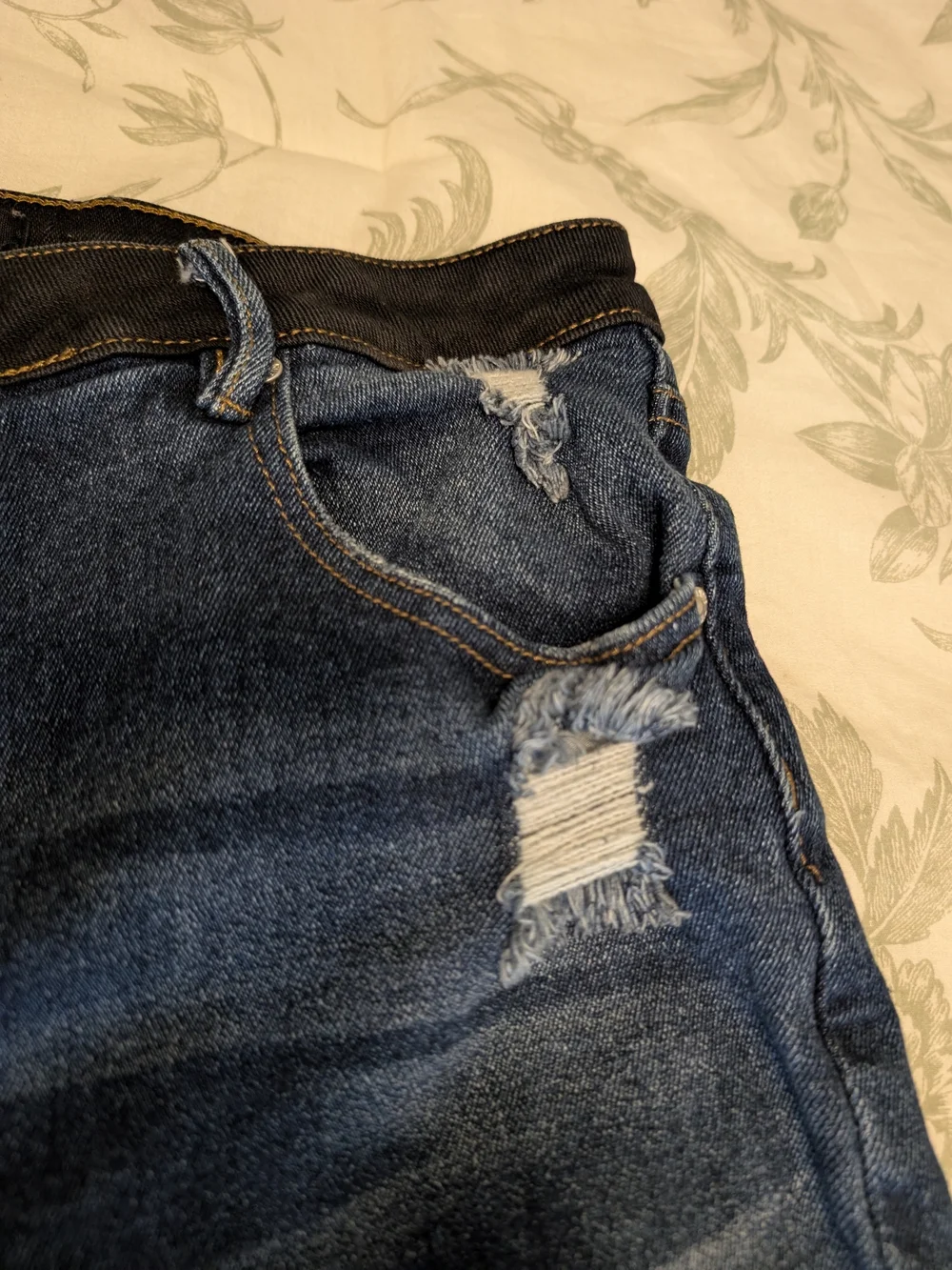Almost Famous Black and Blue Two-Tone Skinny Jeans with Ripped Details